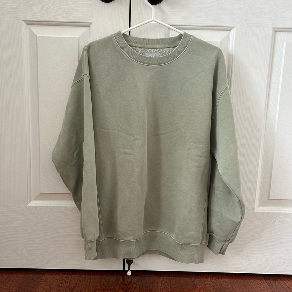 Aritzia sage green oversized fleece crewneck